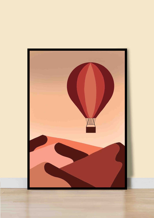 Desert Hot Air Balloon Poster Wall Art