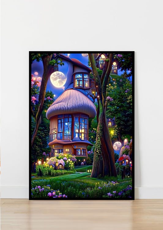 Magical Mushroom House Poster Wall Art
