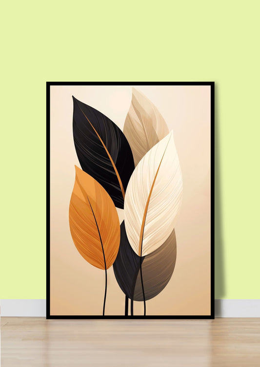 Abstract Brown Leaves Poster Wall Art