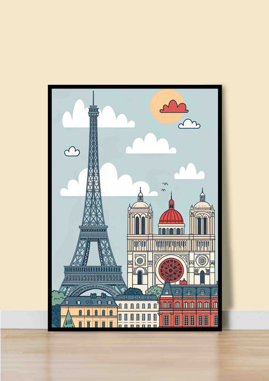 Blue & Orange Paris Cityscape Wall Art
