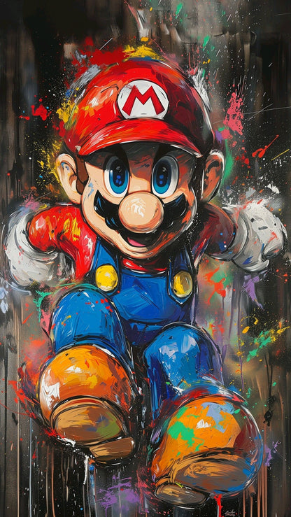 Super Mario Splash Art Poster Wall Art