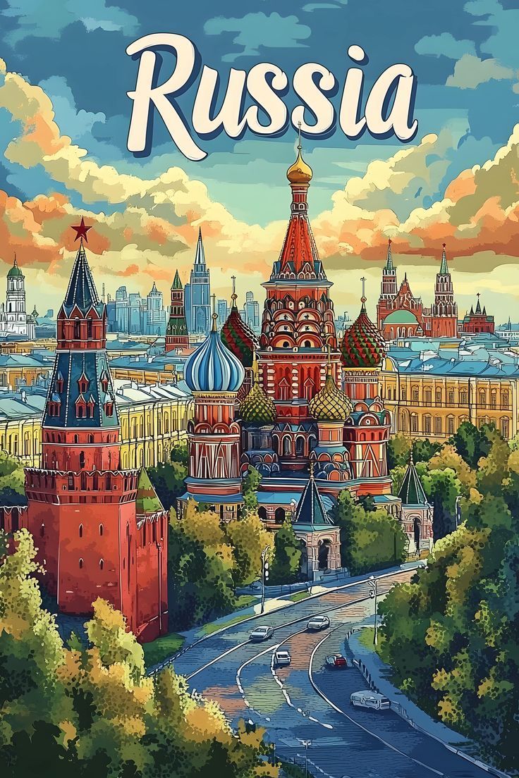 Russia Moscow Travel Poster Wall Art