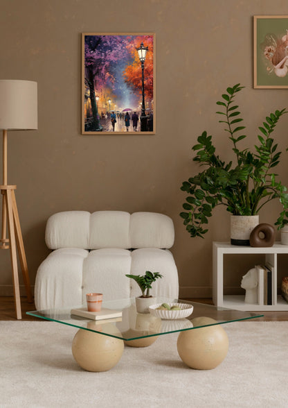 Rainy Autumn Cityscape Poster Wall Art