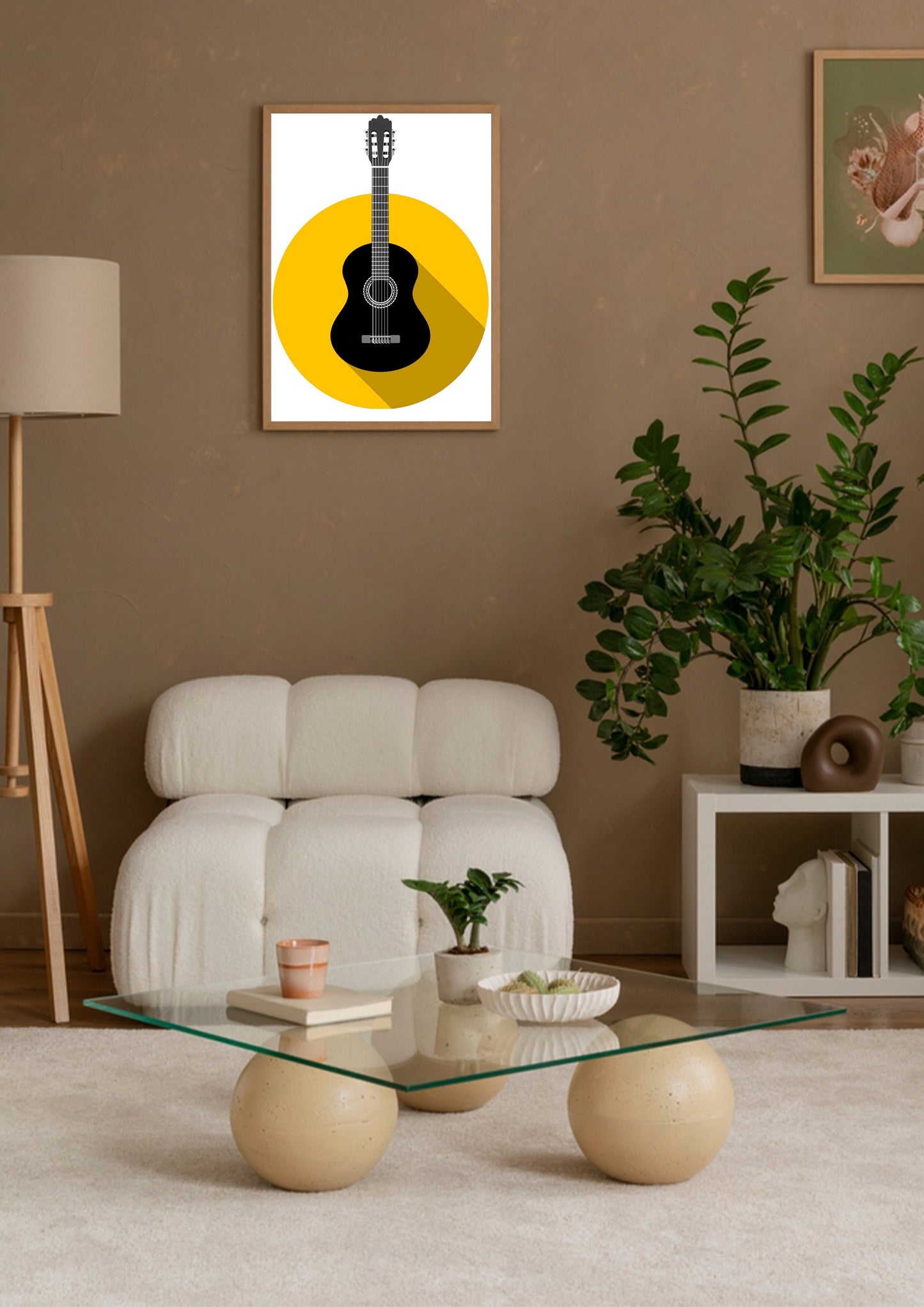 Bold Yellow & Black Guitar Minimalist Poster Wall Art