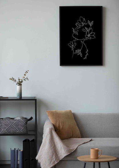 Line Art Floral Portrait Poster Wall Art