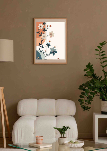 Terracotta & Sage Autumn Floral Poster Wall Art