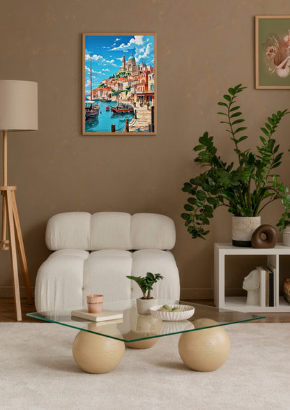Mediterranean Harbor Town Poster Wall Art