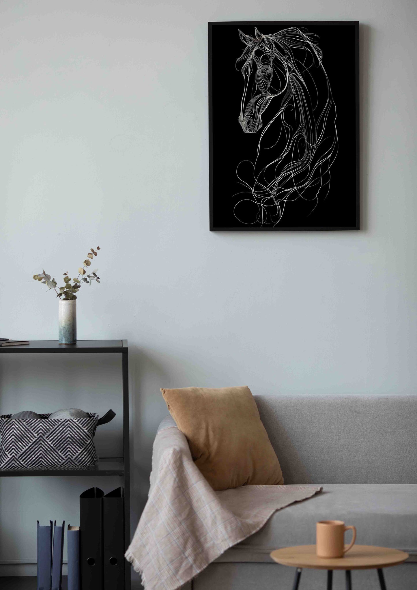Monochrome Horse Line Art Poster Wall Art