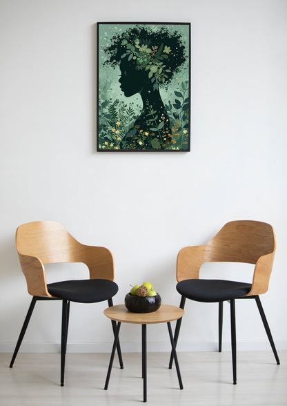 Nature's Embrace Floral Silhouette Poster Wall Art