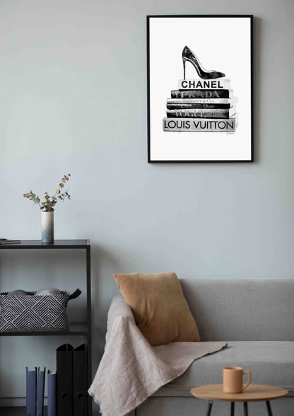 Black & White Designer Books Poster Wall Art