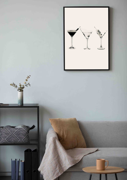 Classic Cocktail Glasses Poster Wall Art