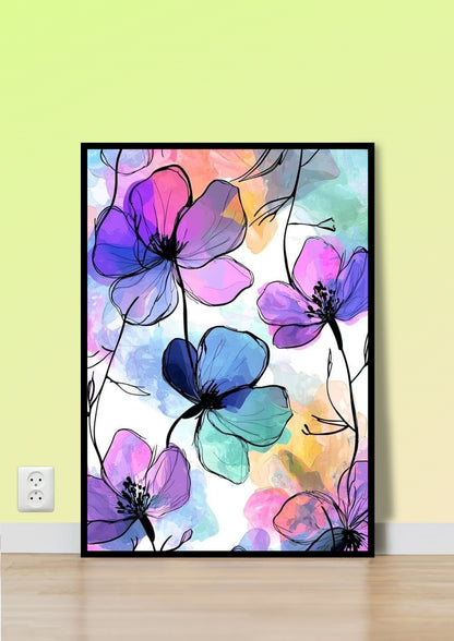Colorful Watercolor Floral Wall Art