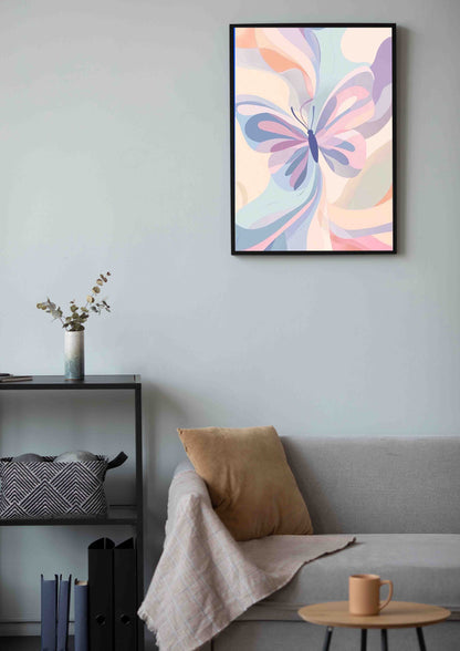 Watercolor Butterfly Swirl Poster Wall Art