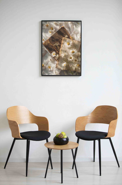 Old Books & Daisy Floral Wall Art