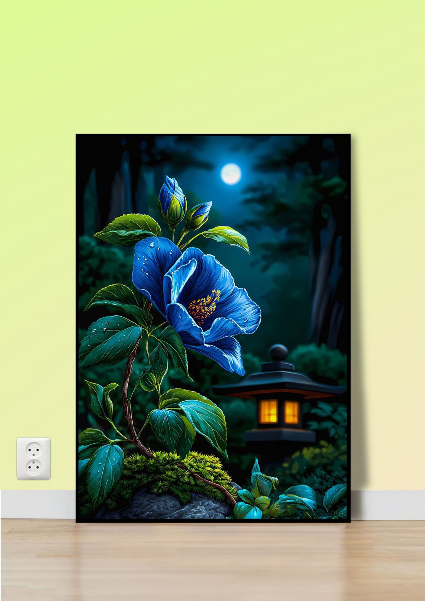 Midnight Blue Hibiscus Poster Wall Art