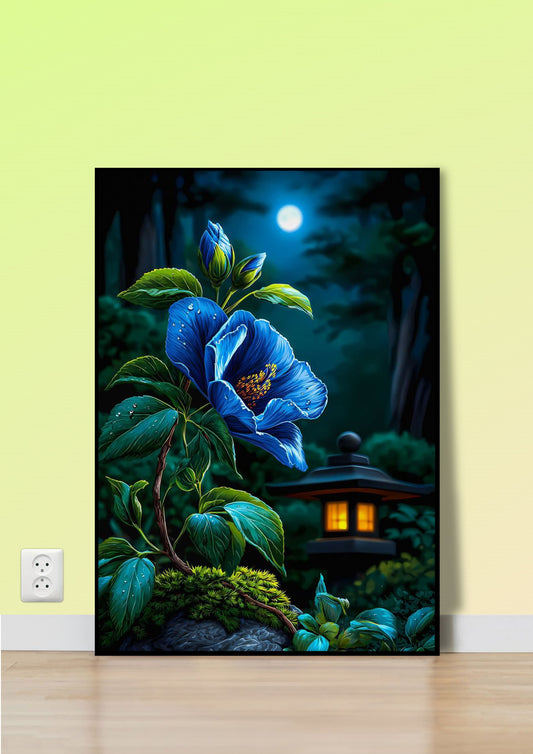 Midnight Blue Hibiscus Poster Wall Art