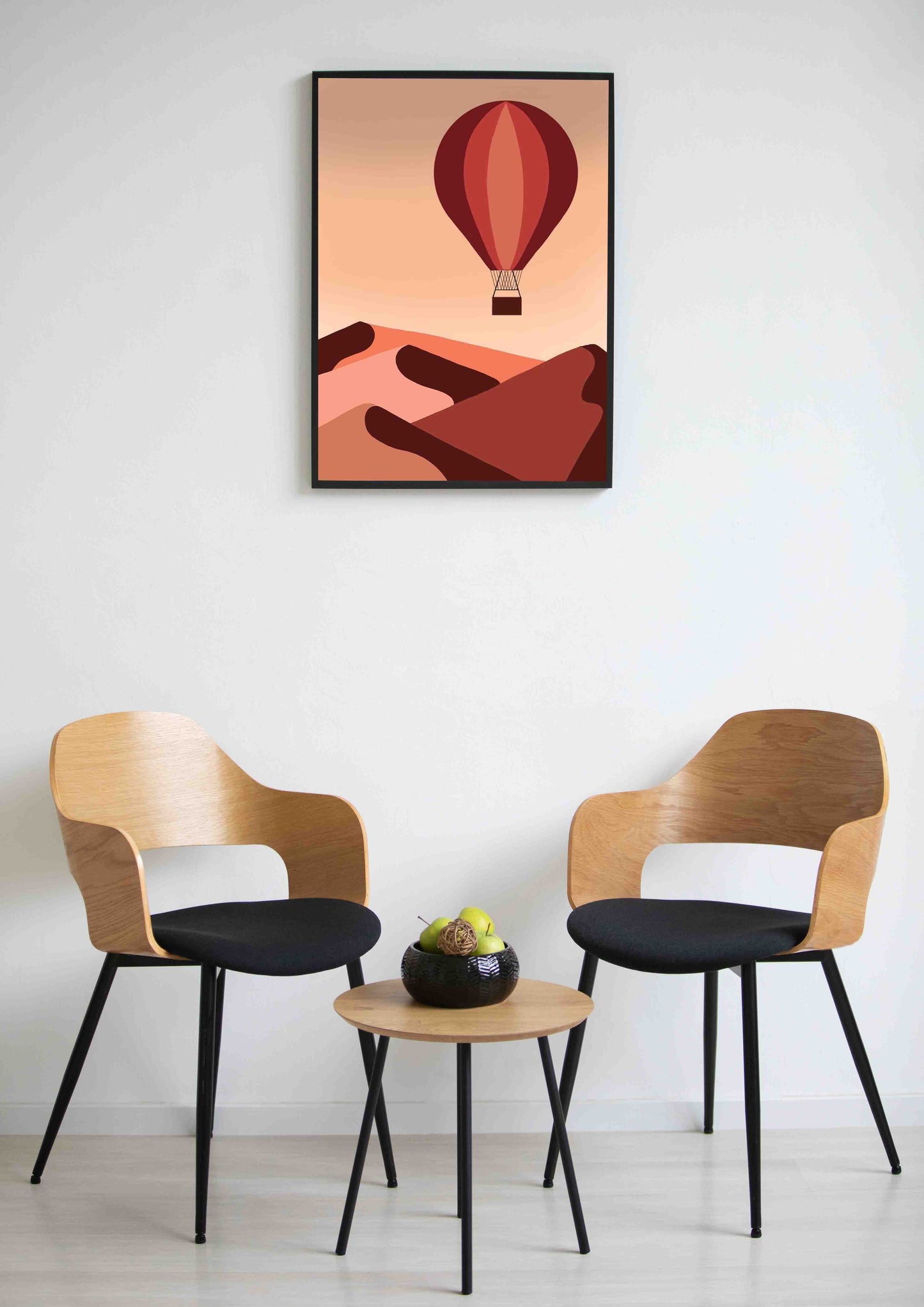 Desert Hot Air Balloon Poster Wall Art