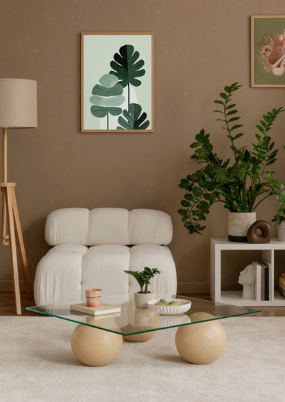 Green Monstera Leaf Abstract Poster Wall Art