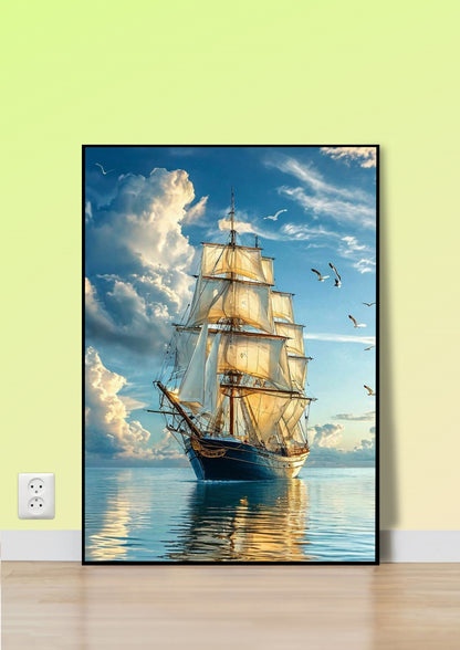 Old Sailing Ship on the Sea Poster Wall Art