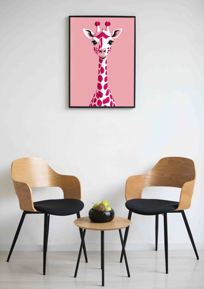 Pink Giraffe Portrait Wall Art