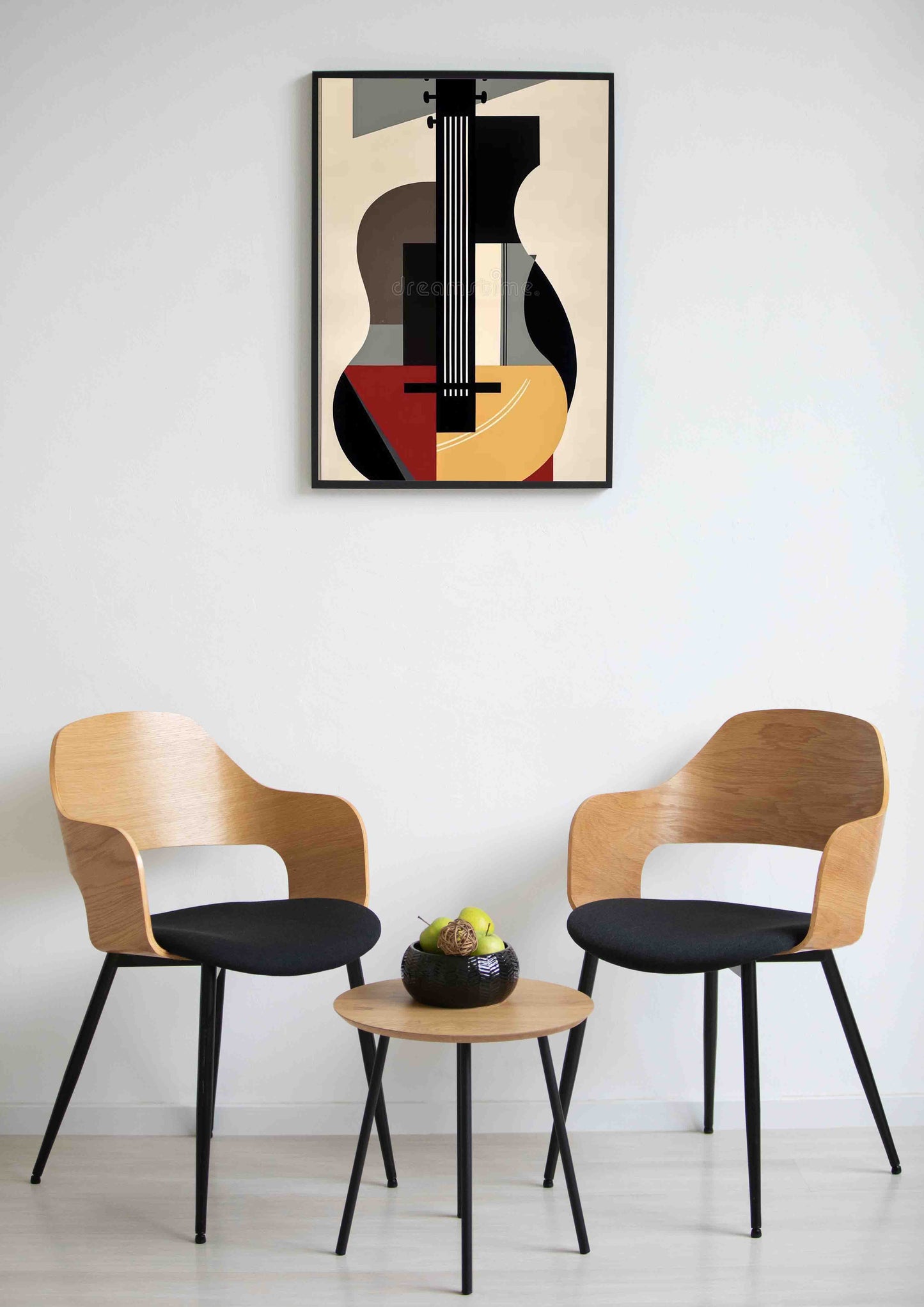 Cubist Jazz Abstract Guitar Poster Wall Art