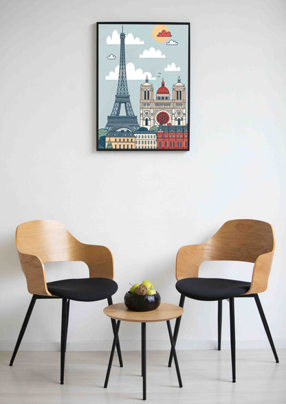 Blue & Orange Paris Cityscape Wall Art