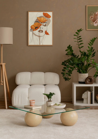 Terracotta Poppy Abstract Portrait Poster Wall Art