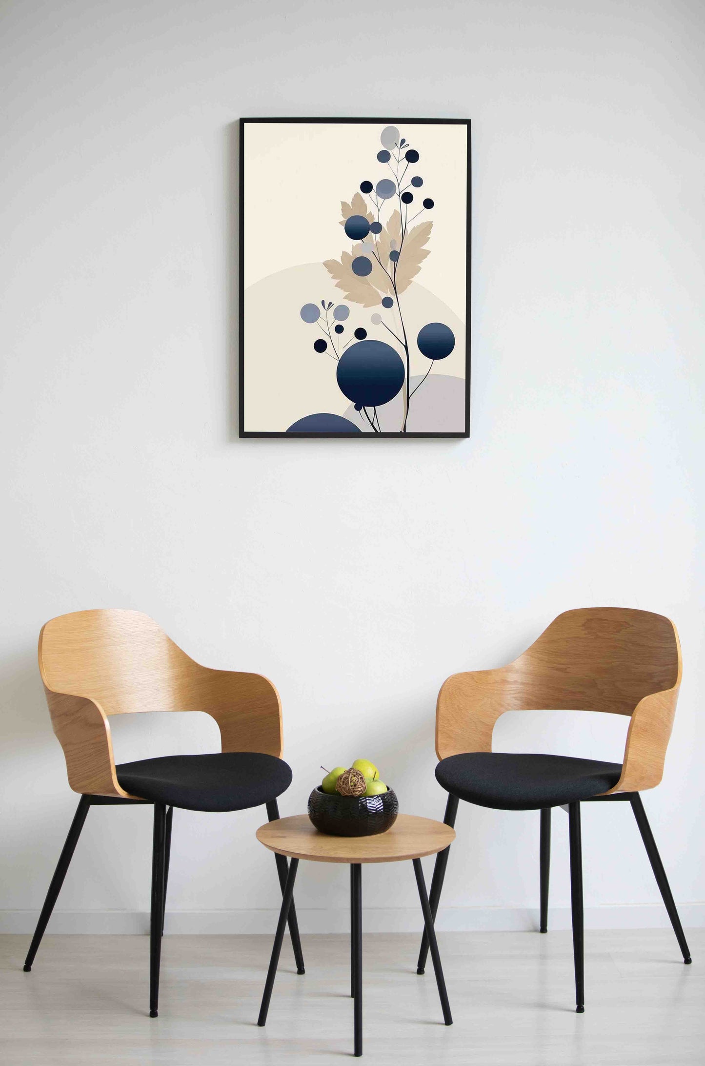Beige & Navy Botanical Abstract Wall Art