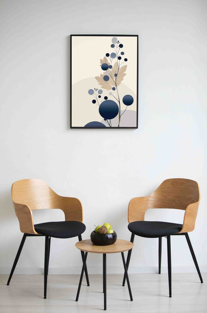 Beige & Navy Botanical Abstract Wall Art