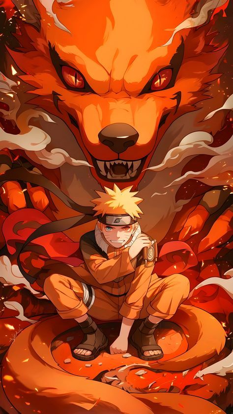 Naruto and Nine-Tails Spirit Poster Wall Art