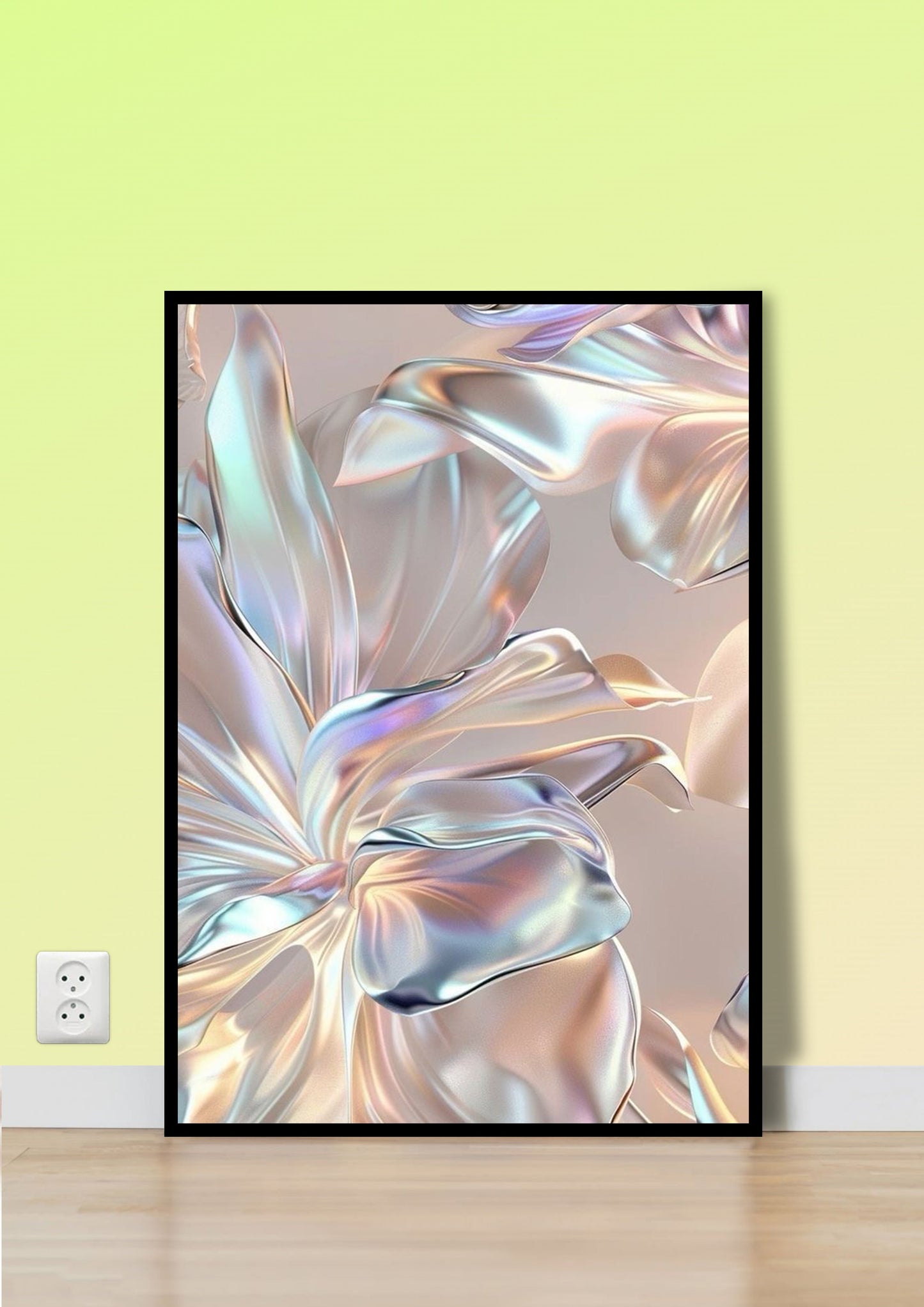Pearl & Chrome Abstract Floral Wall Art