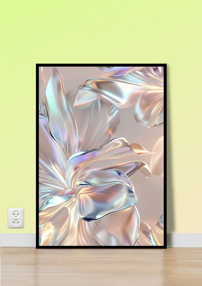 Pearl & Chrome Abstract Floral Wall Art