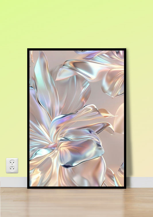 Pearl & Chrome Abstract Floral Wall Art