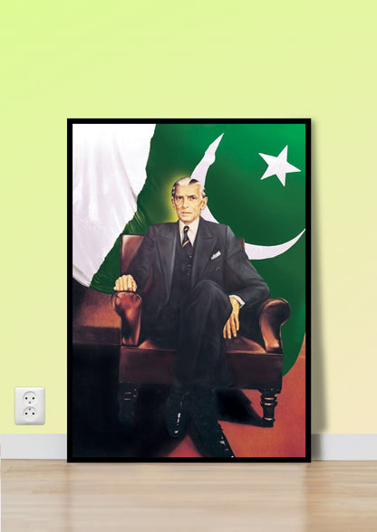 Jinnah & Pakistan Flag Poster Wall Art