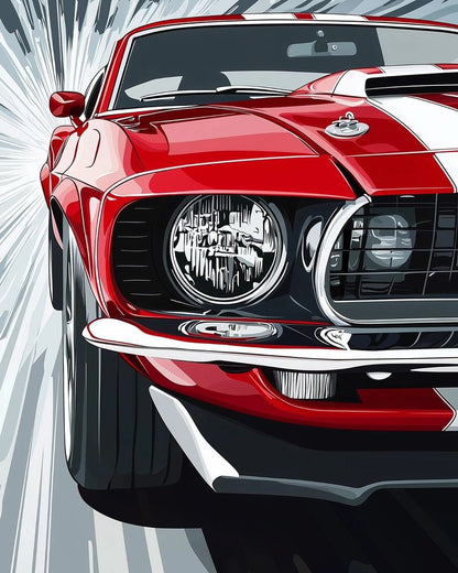 Vintage Ford Mustang Vector Poster Wall Art
