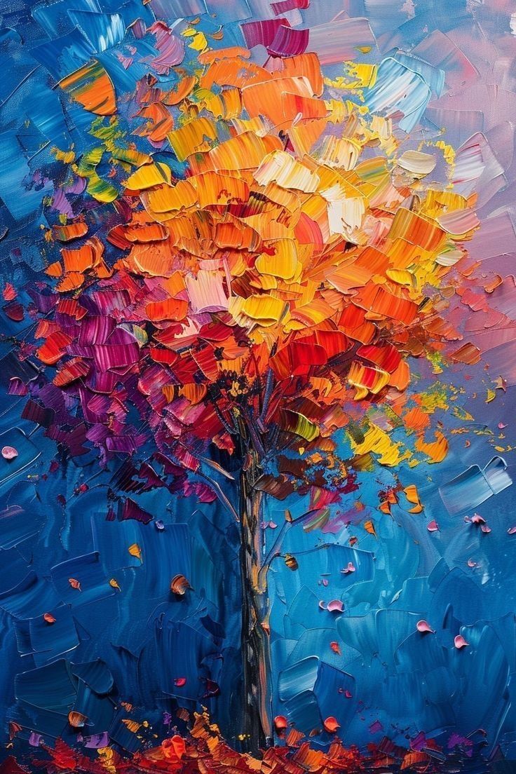 Autumn Tree Palette Knife Poster Wall Art
