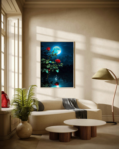 Rose Reflections by Moonlight Poster Wall Art