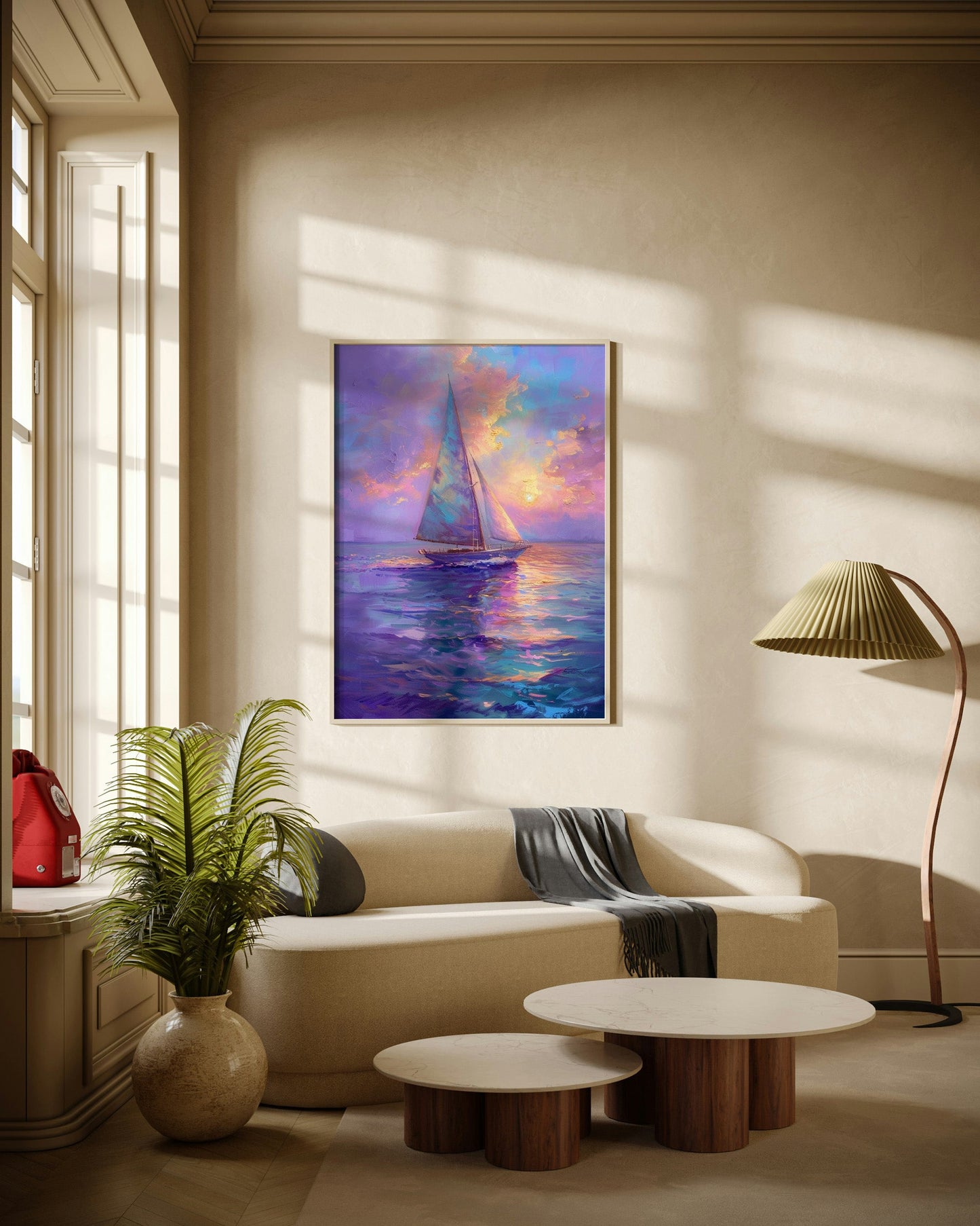 Purple Sunset Sailing Poster Wall Art