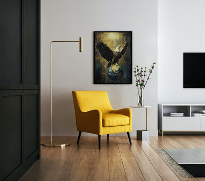 Majestic Eagle with Globe Poster Wall Art