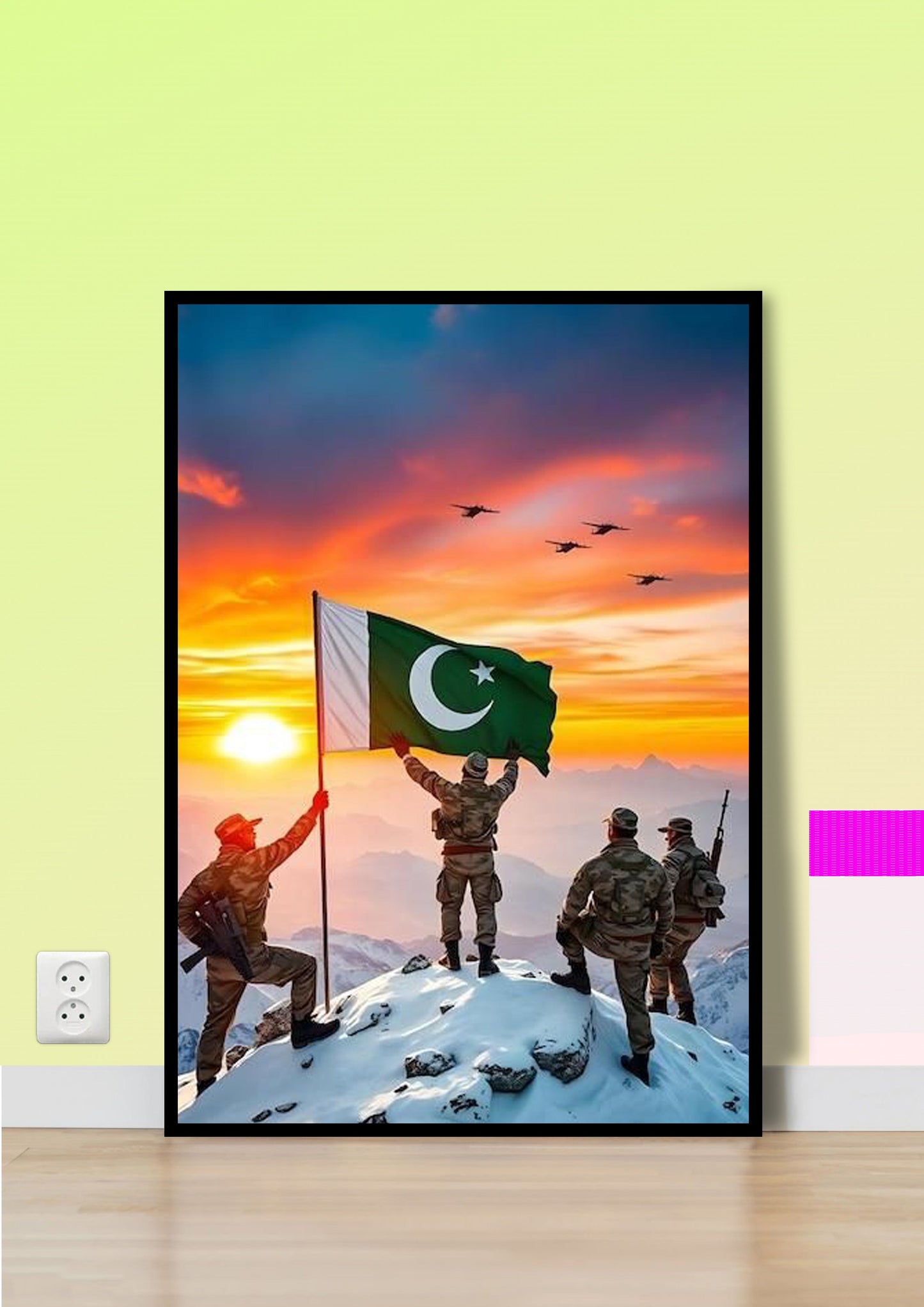 Pakistan Army Flag on Snowy Peak Poster Wall Art