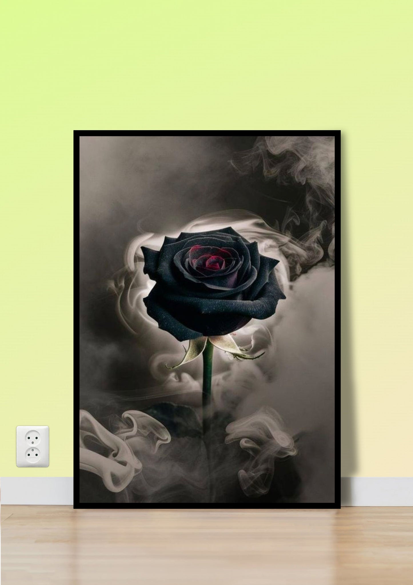 Smokey Black & Red Rose Wall Art
