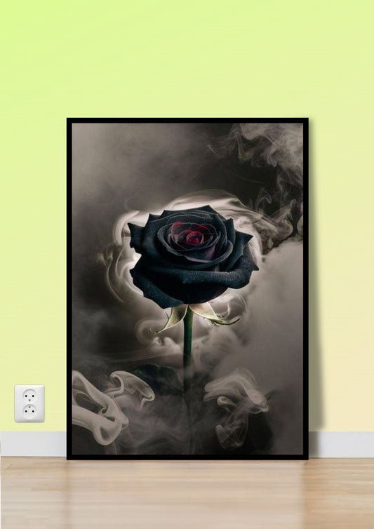 Smokey Black & Red Rose Wall Art