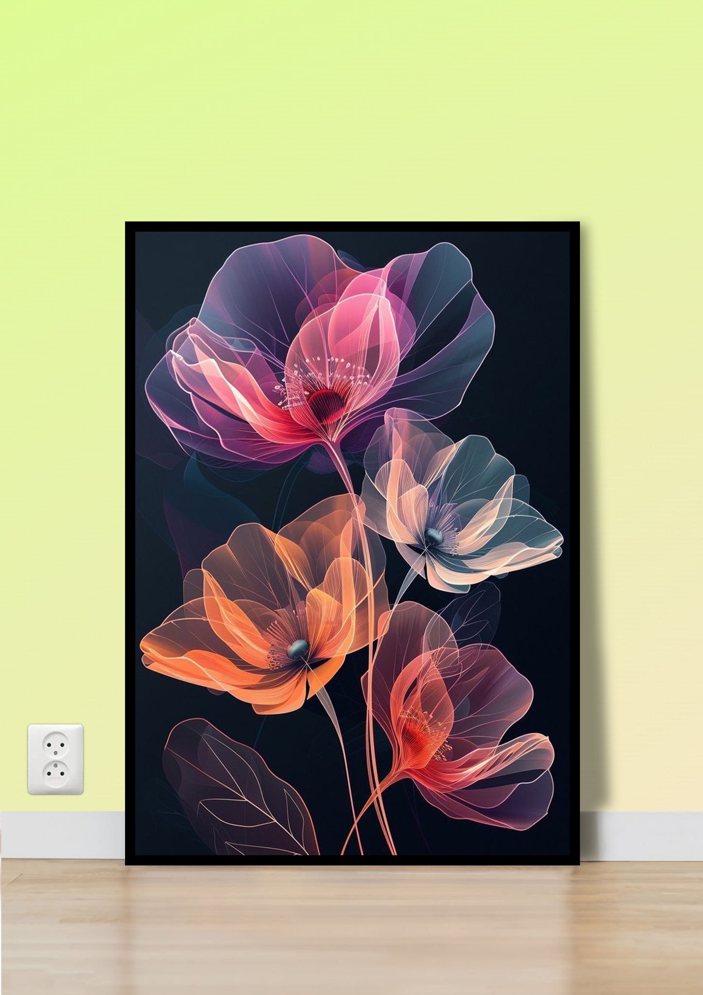 Transparent Floral Abstract Wall Art