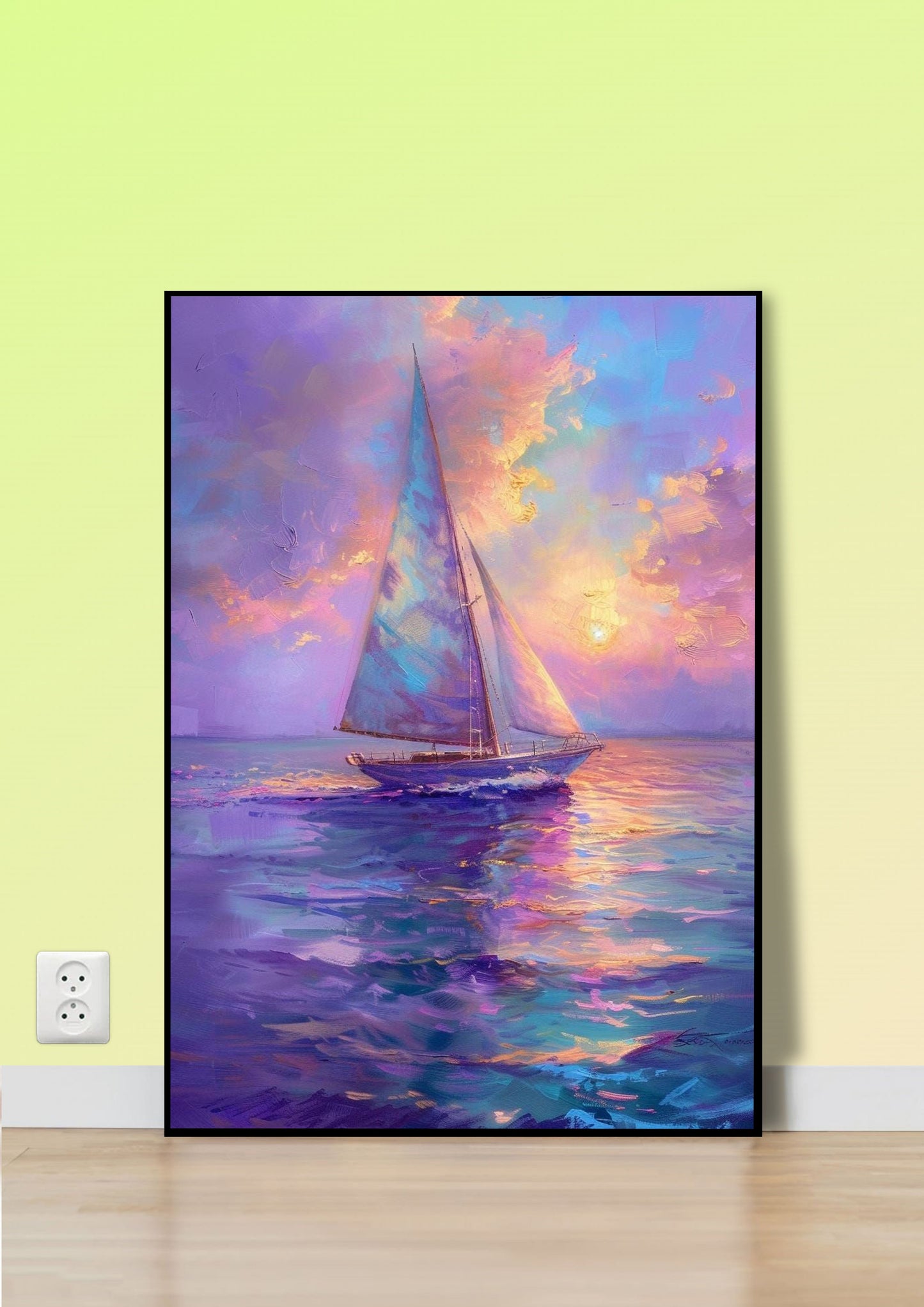 Purple Sunset Sailing Poster Wall Art
