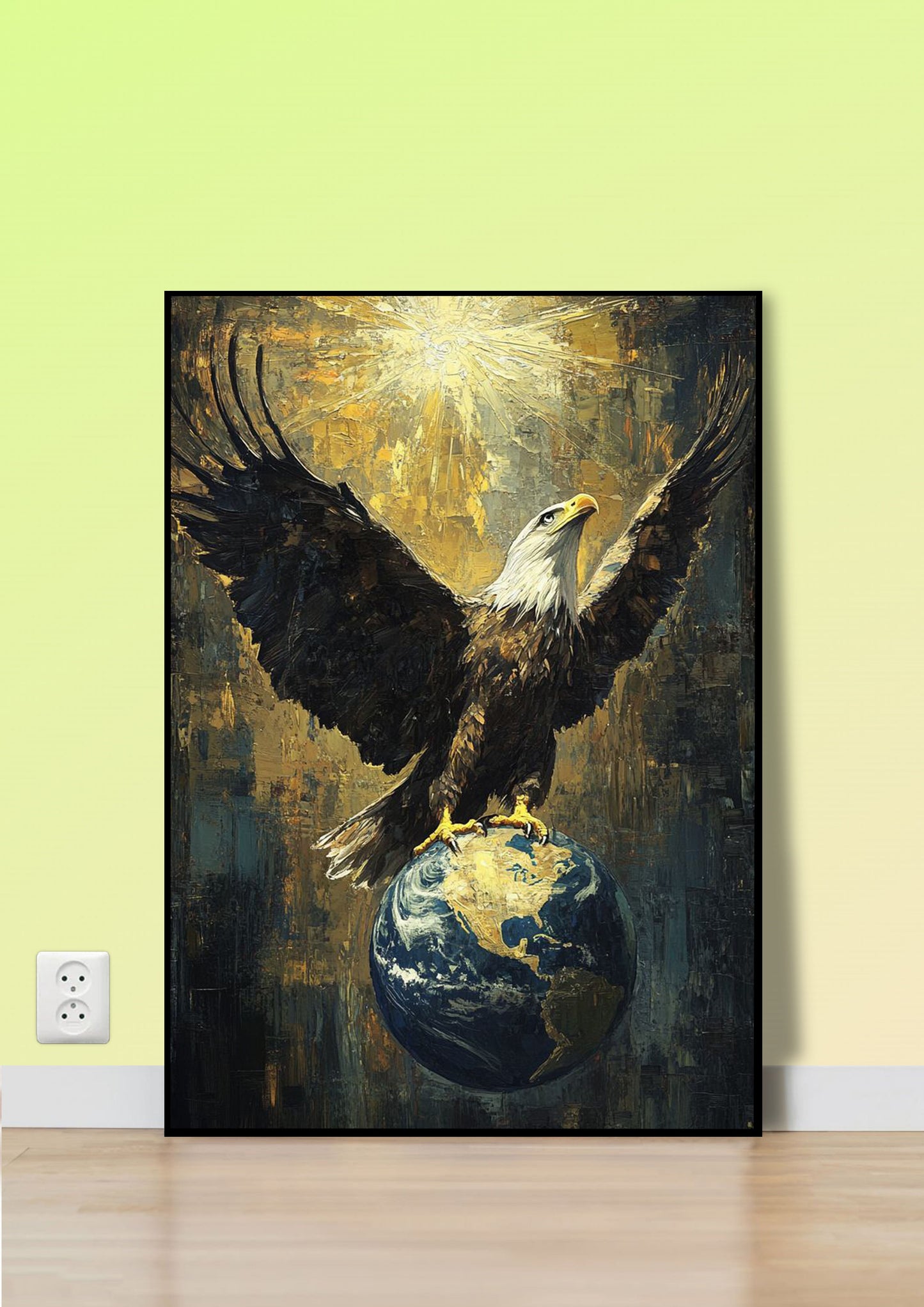 Majestic Eagle with Globe Poster Wall Art