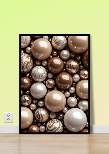 Glossy Pearl & Marble Abstract Wall Art