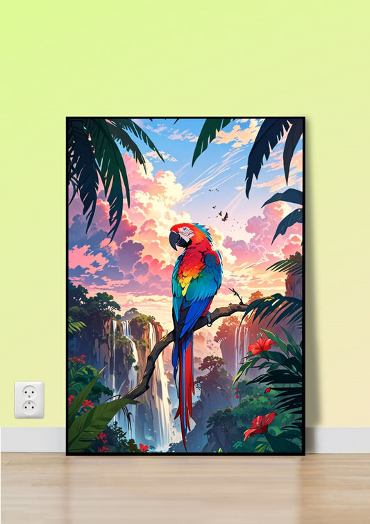 Colorful Macaw Sunset Poster Wall Art