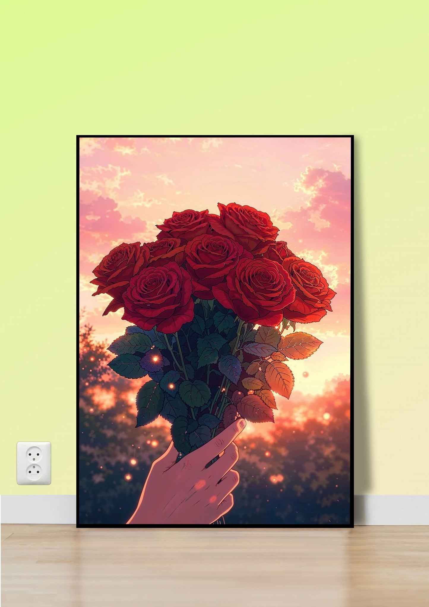 Holding a Bouquet of Roses Poster Wall Art
