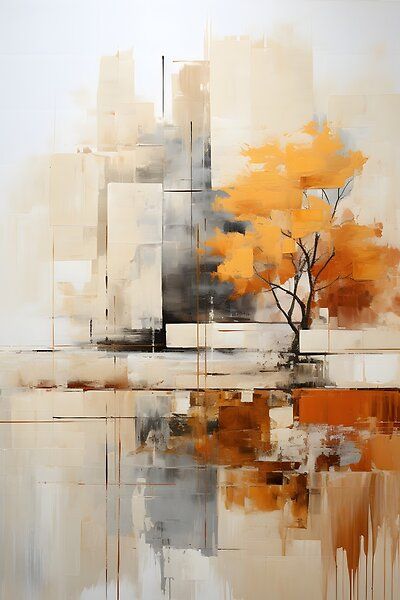 Golden Tree Abstract Poster Wall Art