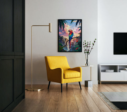 Colorful Macaw Sunset Poster Wall Art